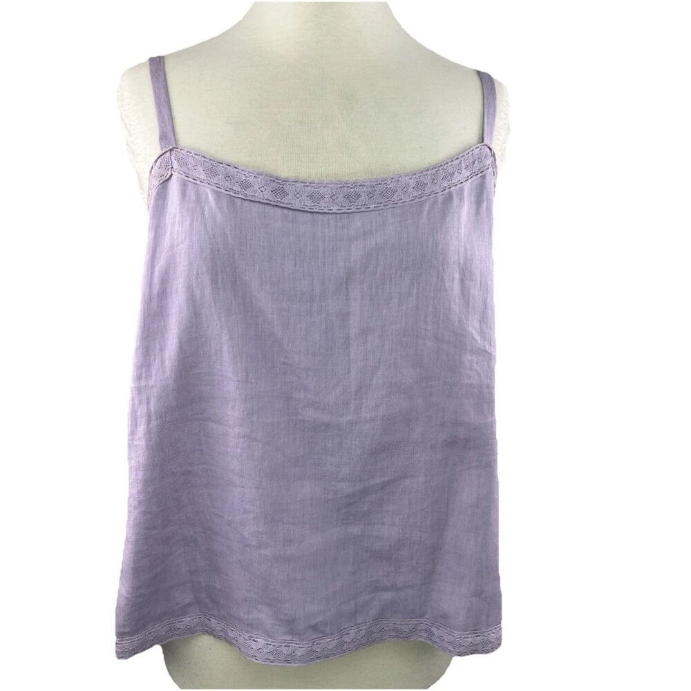 Dana Buchman Lilac Linen Button-Front Blouse and matching Tank Top - Picture 8 of 14